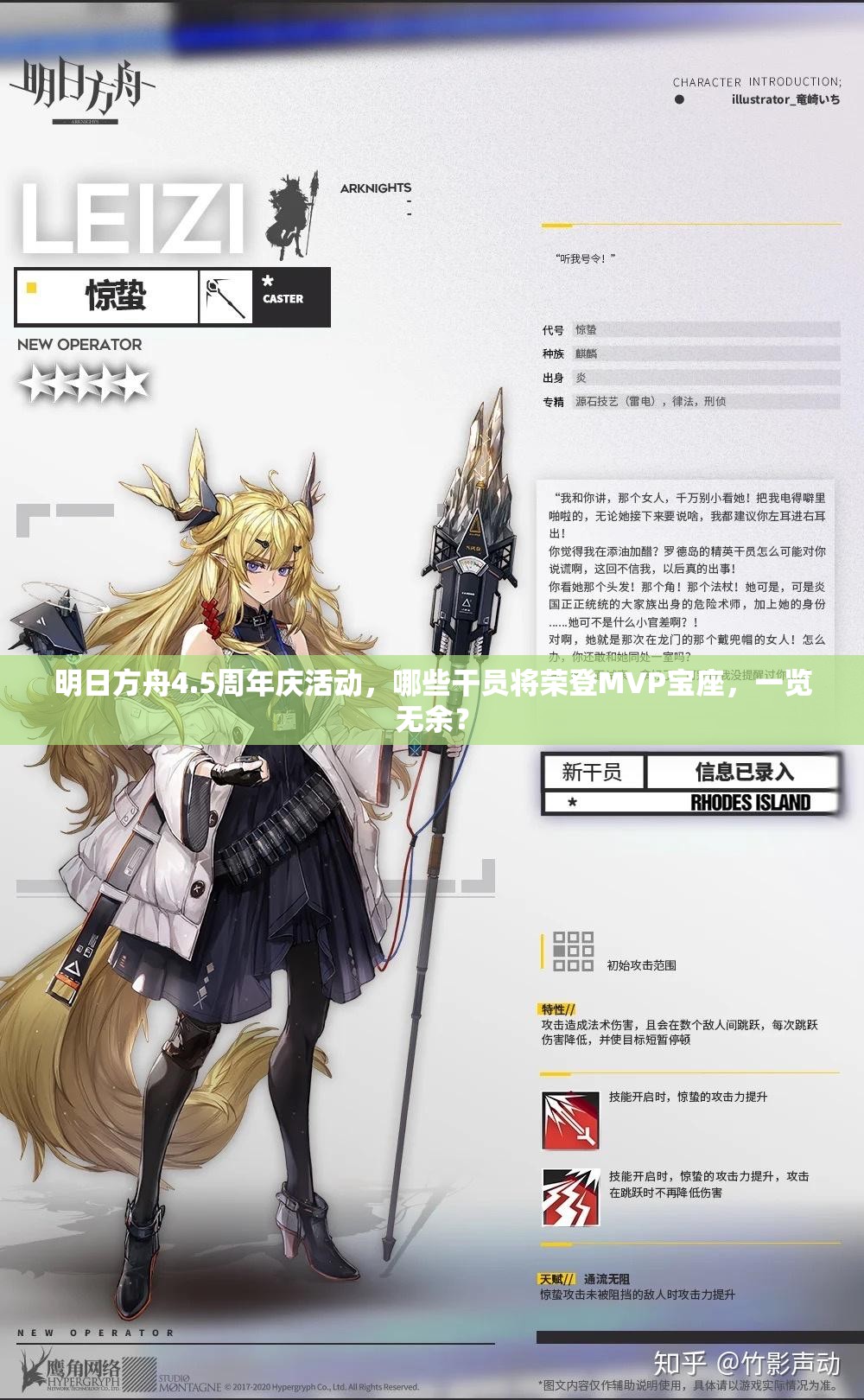 明日方舟4.5周年庆活动，哪些干员将荣登MVP宝座，一览无余？