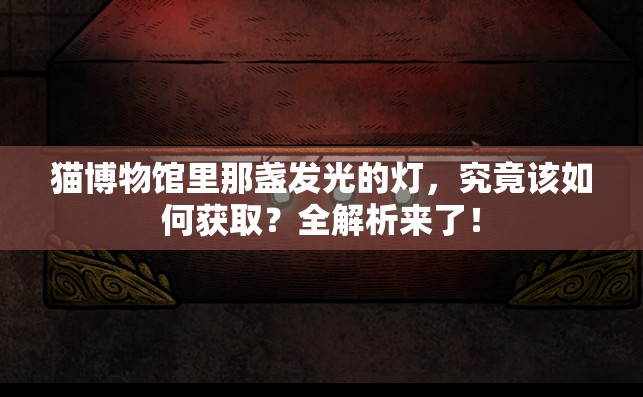 猫博物馆里那盏发光的灯，究竟该如何获取？全解析来了！