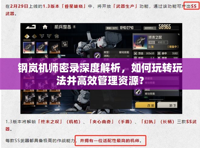 钢岚机师密录深度解析，如何玩转玩法并高效管理资源？