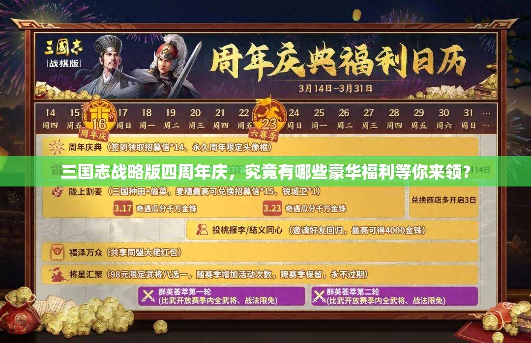 三国志战略版四周年庆，究竟有哪些豪华福利等你来领？