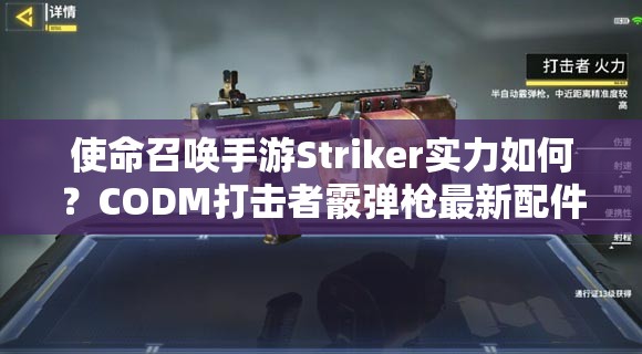 使命召唤手游Striker实力如何？CODM打击者霰弹枪最新配件搭配揭秘？
