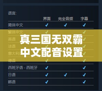 真三国无双霸中文配音设置全攻略：10步详解+5大技巧，手把手教你打造沉浸式战斗体验