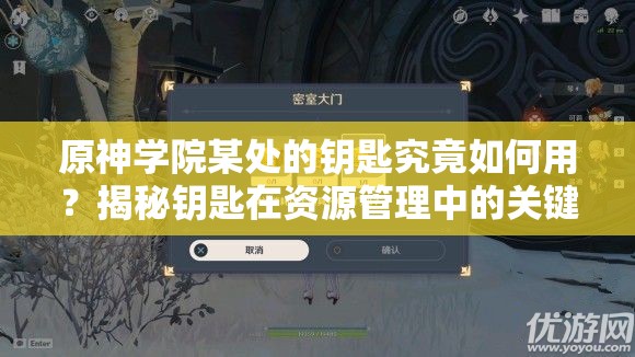原神学院某处的钥匙究竟如何用？揭秘钥匙在资源管理中的关键性及策略