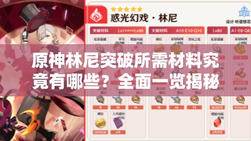 原神林尼突破所需材料究竟有哪些？全面一览揭秘！