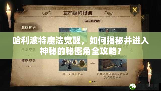 哈利波特魔法觉醒，如何揭秘并进入神秘的秘密角全攻略？